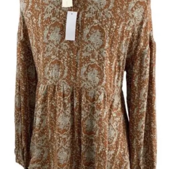 NWT: Gilded Intent Boho Hi-Lo Top V-Neck Long Sleeves women's size XS - Picture 6 of 11